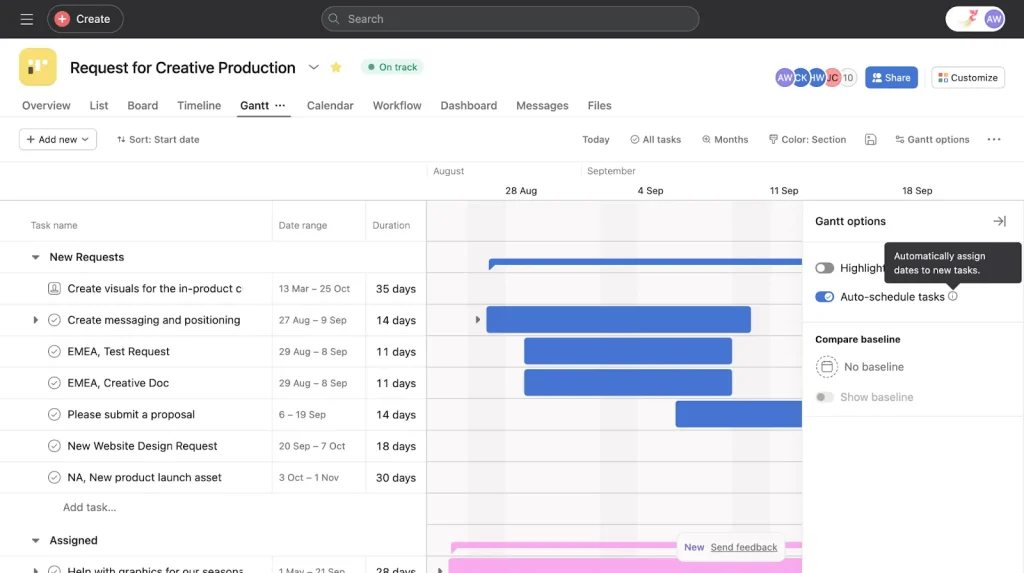 asanaガントビュー