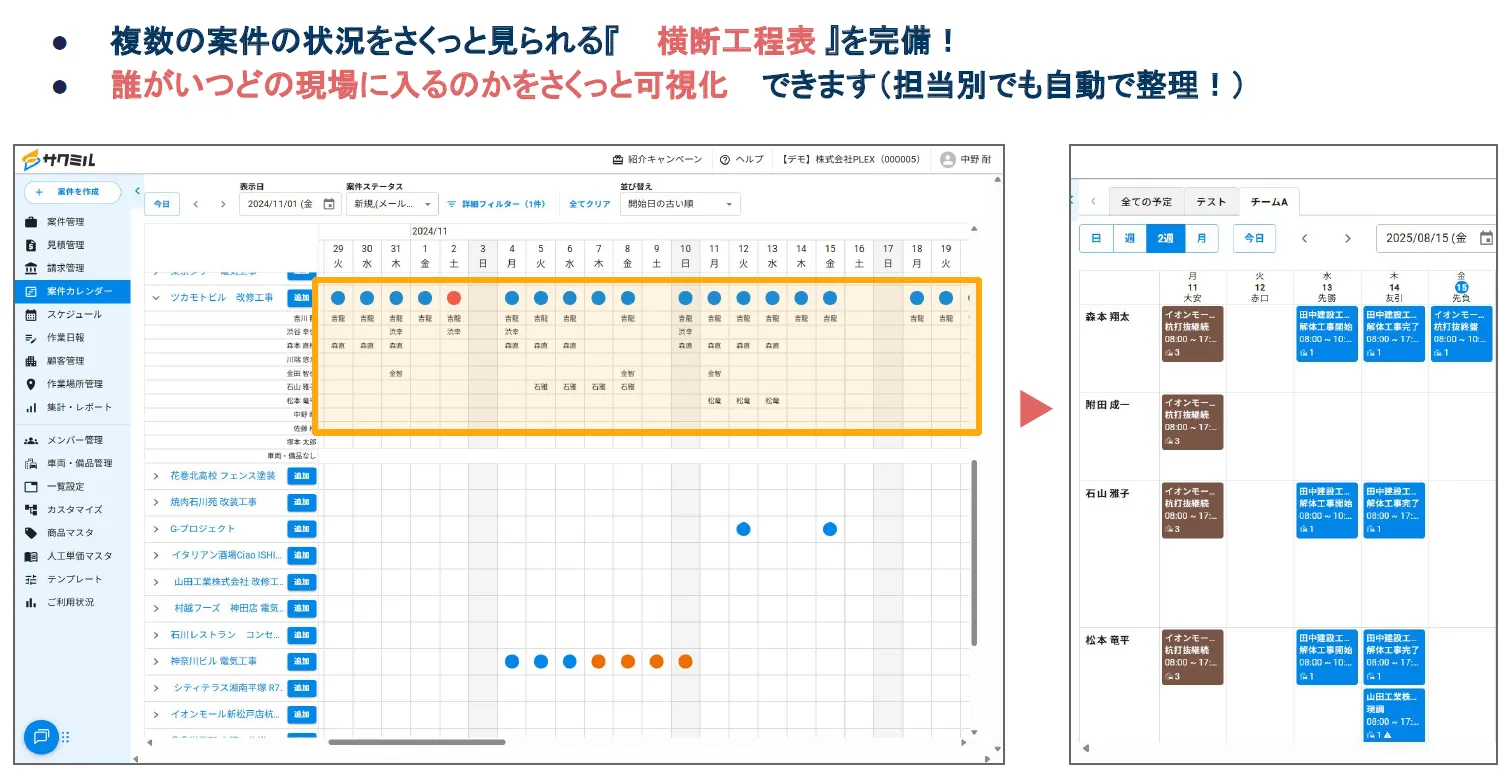 サクミル横断工程表イメージ画像
